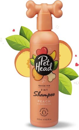 Шампунь та кондиціонер Pet Head Quick Fix для собак Аромат персика Доглядає за шерстю вашого собаки та заспокоює її pH-нейтральний Веганський продукт та продукт без жорстокості Ніжна формула для цуценят 300 мл