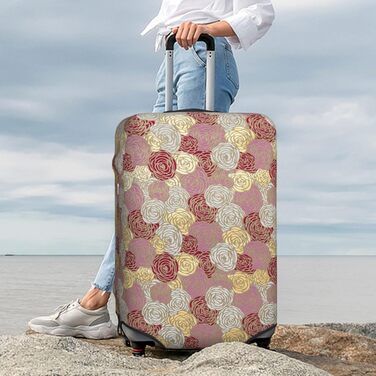 Чохол для валізи з квітковим принтом Троянда - еластичний захист від подряпин та пилу, чорний, розмір 95