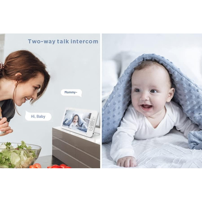 Камера радіоняні Matosio, відеоняня, великий РК-екран 7 дюймів HD, дитяча камера 355 PTZ, нічне бачення, функція VOX, акумулятор 4