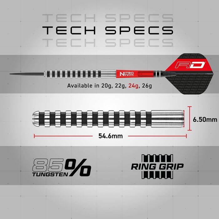 Набір дротиків RED DRAGON Javelin Black Series Professional Steel з льотками та древками 24.0 грами