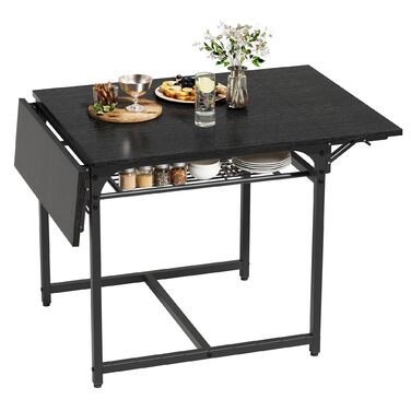 Розкладний обідній стіл YITAHOME, розсувний відкидний стіл з тримачем для зберігання та 4 регульованими ніжками, для 2-6 осіб, 120 x 78 x 75 см, чорний
