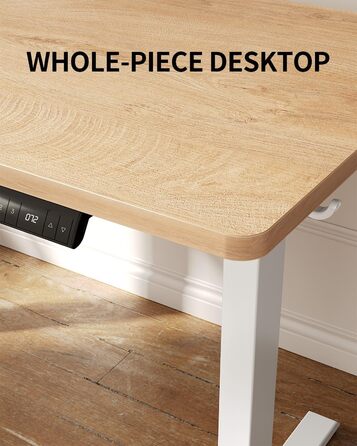 Стіл FEZIBO з регульованою висотою, цільна стільниця, 120 x 60 см, стіл з регульованою висотою та портами зарядки USB-A та USB-C, стіл для роботи сидячи та стоячи для домашнього офісу, стіл для роботи стоячи, дуб 120 x 60 см