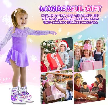 Дитячі ковзани Nattork для дівчаток, регульовані у 4 напрямках, ковзани-метелики з флісовою підкладкою для вулиці та ковзанки, райдужно-фіолетові XS (EU 22-26)