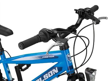 Гірський велосипед Talson 24 дюйми з 21-швидкісною Shimano, передньою підвіскою та ліхтарями, синього кольору