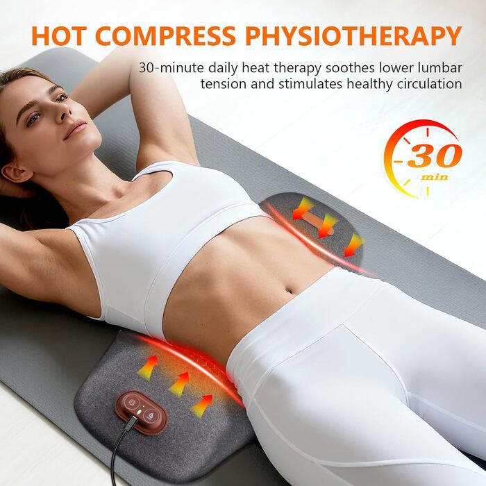 Електрична подушка для поперекової підтримки з підігрівом та вібраційним масажем, ортопедична подушка з піни з ефектом пам&39яті підтримка попереку при болях у спині, для офісного крісла, автомобіля, ліжка та дивана