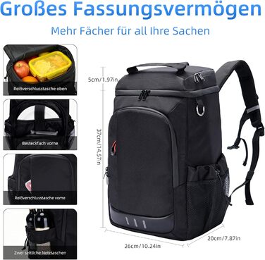 Рюкзак-холодильник для кемпінгу, місткість 24 літри, ізольований рюкзак для пікніка, водонепроникний рюкзак-холодильник, герметична портативна м&39яка сумка-холодильник для пляжу, подорожей, пікніка, чорний