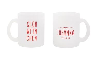 Персоналізована кружка для глінтвейну з матового скла Червоний Ім&39я можна вибрати Скляна кружка об&39ємом 330 мл, можна мити в посудомийній машині Подарунок на зиму та Різдво