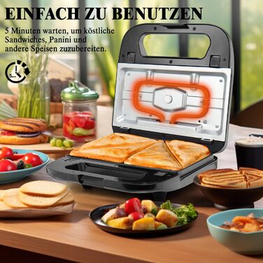 Багатофункціональний набір бутербродниць SUPERLEX 6-в-1, для сендвіч-тостера Контактний гриль Вафельниця Кекс 2 скибочки з антипригарним покриттям, двостороннє випікання при постійній температурі, набір 6-в-1 без бісфенолу А