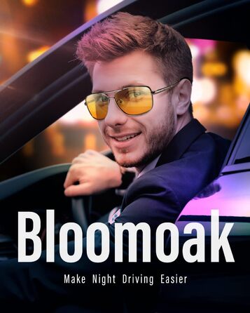 Нічні окуляри для водіння Bloomoak для чоловіків - Anti Glare-UV400 Protection-Polarized Великі металеві оправні пружинні петлі Нічні окуляри