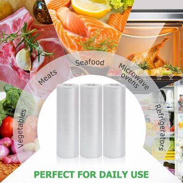 Вакуумні пакети KitchenBoss Рулони харчової вакуумної плівки Вакуумні пакувальні пакети Вакуумна пакувальна плівка вакуумні пакети Рулони плівки для вакуумного пакувальника та пакет без усадки Sous Vide BPA 28x500 см 3 рулони