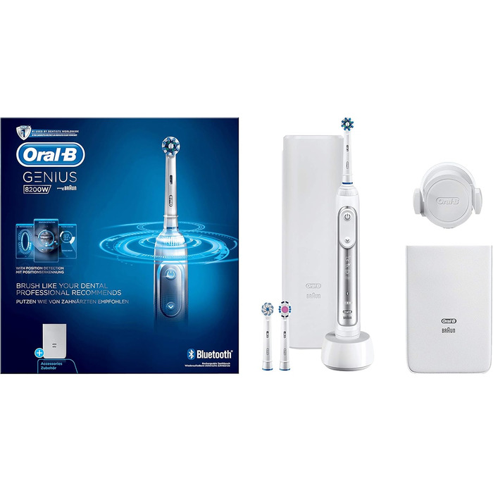 Електричні зубні щітки Oral-B 8200W ротаційні/осцилюючі білі, сріблясті