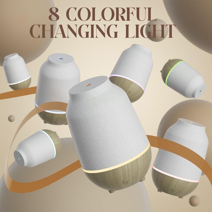 Аромадифузор SALKING, керамічний ультразвуковий ароматерапевтичний дифузор для ефірних олій, з функцією автоматичного вимкнення, теплий білий, світло-білий дифузор з текстурою дерева для домашнього офісу або йоги