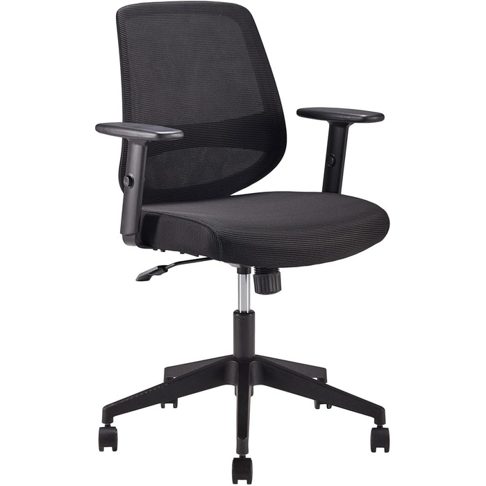 Ергономічне офісне крісло Storeo Basics, стілець для роботи з регульованими підлокітниками, поперекова підтримка, крісло керівника з сітчастої тканини, захисне для спини, легке складання, 63,5 x 58,4 x 91,4 см, чорний, без підголівника