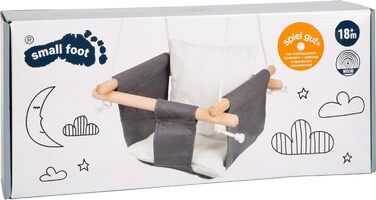 Гойдалка для маленьких ніжок Baby Swing Comfort з дерева та тканини, з регульованими мотузками, для приміщень, від 18 місяців, 115