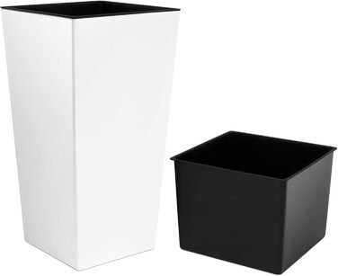 Квітковий горщик Zanvic Urbi, 26,6 літрів, пластиковий, з внутрішньою лінією, 27 x 27 x 50 см, білий