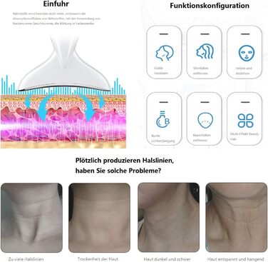 Вібраційний нагрівальний пристрій для краси CooBES, масажер для шиї та обличчя проти зморшок, інструменти для догляду за шкірою EMS проти зморшок, 3 режими нагрівання 45 , пристрій для омолодження шкіри.