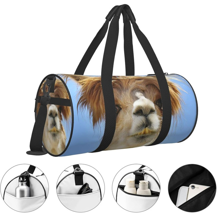 Дорожня сумка-циліндр з кумедним альпакою-ламою, спортивна сумка для чоловіків та жінок, сумка для подорожей, спортивна сумка