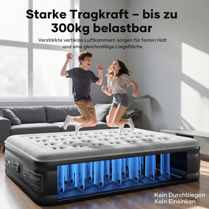 Самонадувальний надувний матрац OlarHike, гостьове ліжко, надувний матрац, намет-диван, двомісний надувний матрац, самонадувальний надувний матрац для кемпінгу або домашнього використання - 200 x 140 x 46 см стандартна висота 46 см чорний, компактний, 2 о