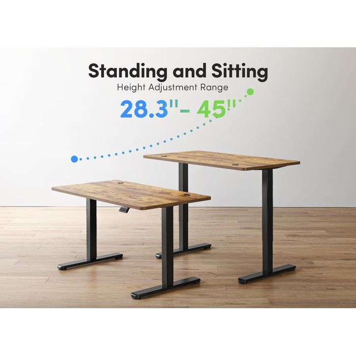 Електричний стіл FEZIBO з регульованою висотою, 152 x 60 см, комп&39ютерний стіл з пам&39яттю налаштувань та технологією запобігання зіткненням, чорний каркас/коричнева стільниця 152 60 см, коричневий