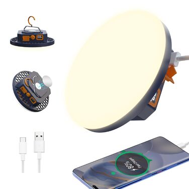 Акумуляторний кемпінговий ліхтар, акумулятор 10000 мАг, підвісний ліхтар для намету 3000 лм, портативний вуличний кемпінговий ліхтар 6500K, вуличний нічний ліхтар для ринку, ліхтар для риболовлі, аварійне освітлення для урагану (тепле)