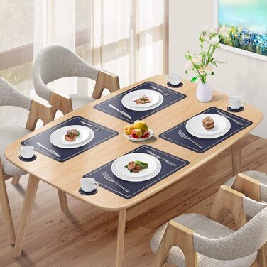 Підставки під тарілки шкіряні та підставки, підставки, що миються набір з 6 нековзних підкладок під тарілки зі штучної шкіри, 42 x