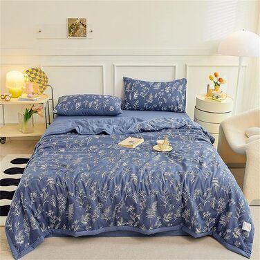 Покривало Mateju, стьобане візерунок, плед з мікрофібри, дихаючий, легкий, тонкий літній плед, м&39який стьобаний плед для дивана-ліжка (синій, 180*200 см) синій 180*200 см