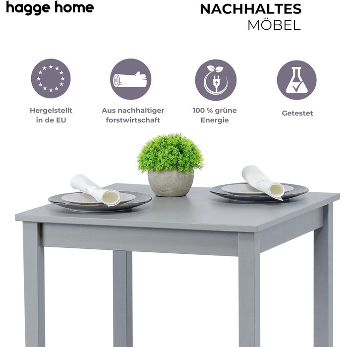 Скандинавський дерев&39яний стіл 68 x 68 см, обідній стіл, кухонний стіл, письмовий стіл, обідній стіл, стіл для домашнього офісу, стіл для дитячої кімнати, обідні столи, стіл для вітальні, стіл для навчання, маленький, сірий, 68 x 68 x 75 см