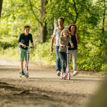 Дитячий самокат HUDORA BigWheel 125 надійний алюмінієвий міський самокат, складаний, з регулюванням висоти, витримує до 100 кг, з ременем для перенесення, рожевий