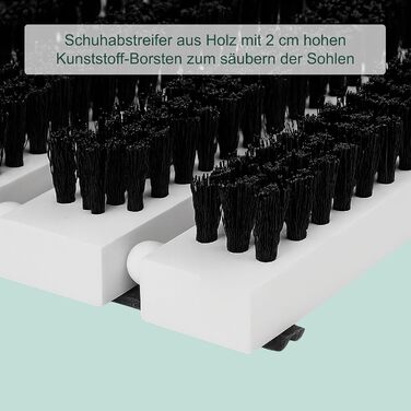Скребок для взуття Relaxdays, нековзна основа, міцна щетина PP, для використання на вулиці та всередині приміщень, килимок-щітка, дерево, сірий