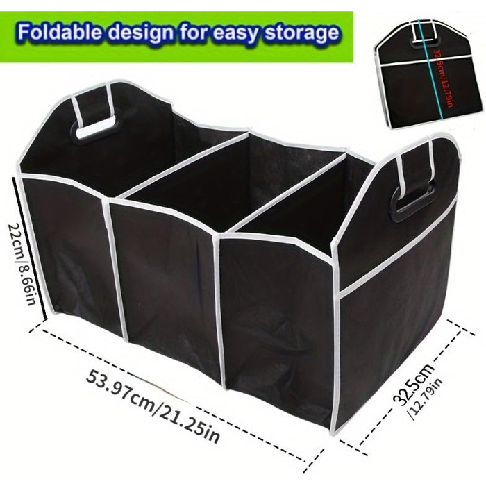 Органайзер для багажника з 3 відділеннями, складаний контейнер для автомобіля, велика місткість, ізольовані сумки-бокси для зберігання, портативні водонепроникні сумки для багажника, універсальний для позашляховиків та пікапів