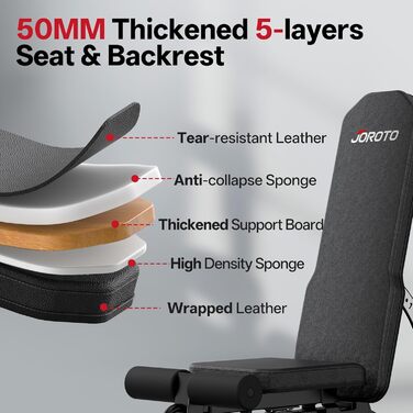 Регульована силова лава JOROTO MD65, багатофункціональна силова лава для домашнього використання, тренувальна лава з максимальним навантаженням 800 кг, 9-позиційна регульована спинка та 3-позиційне регульоване сидіння для фітнесу