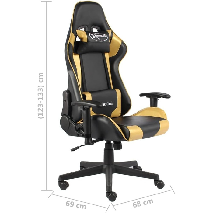 Геймерське крісло, обертове крісло, золотистого кольору, ПВХ