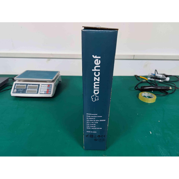 Портативна індукційна плита AMZCHEF потужністю 2000 Вт з тихим ходом, 9 рівнями потужності та температури, 4 автоматичними меню, ультратонким дизайном корпусу, захисним замком, таймером, сірим