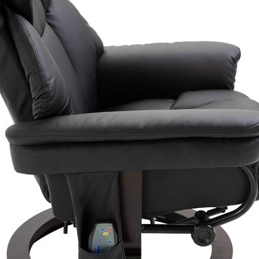 Крісло-реклайнер HOMCOM з підніжкою, поворотне на 360 крісло для телевізора з масажем, функція відкидання, масажне крісло з бічною кишенею, відкидне крісло, штучна шкіра для вітальні, чорний