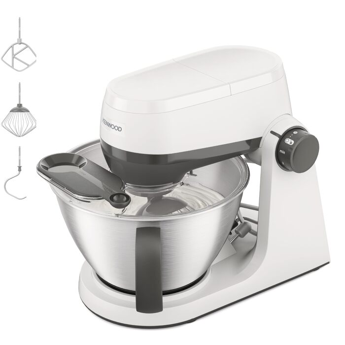 Кухонна машина Kenwood Multi Tasker (KHC30.000WH), 1000 Вт, чаша 4,3 л, місткість тіста 1,7 кг, 7 швидкостей, біла, з 3 аксесуарами