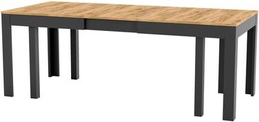 Великий, практичний стіл MPS WENUS 160-300x90x76см Дуб Craft Black Обідній стіл на 4-12 осіб з розсувною стільницею до 300 см Сучасний дизайн Прямокутний стіл