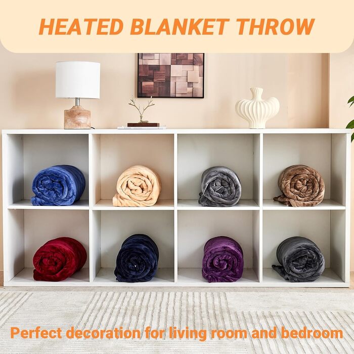 Електрична ковдра з автоматичним вимкненням, 130x180 см, 10 налаштувань температури, таймер автоматичного вимкнення до 8 годин, захист від перегріву, можна прати в пральній машині, підходить для холодних ночей, темно-сіра, 130 x 180 см