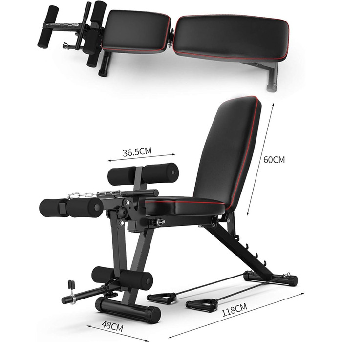 Складана лава для штанги GJXJY з підйомником ніг, багатофункціональна тренувальна фітнес-лава, регульована складна лава для жиму лежачи, похила лава, лава для присідань та тренувань м&39язів живота