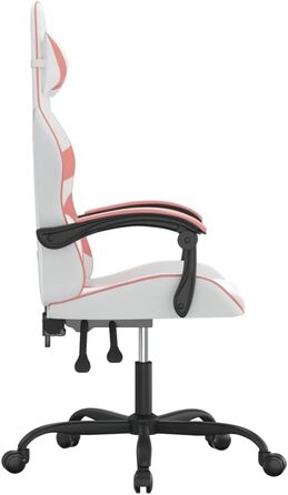 Ігрове крісло Gecheer Офісне крісло Ігрове крісло Ергономічне ігрове крісло Поворотне ігрове крісло Біле та рожеве зі штучної шкіри