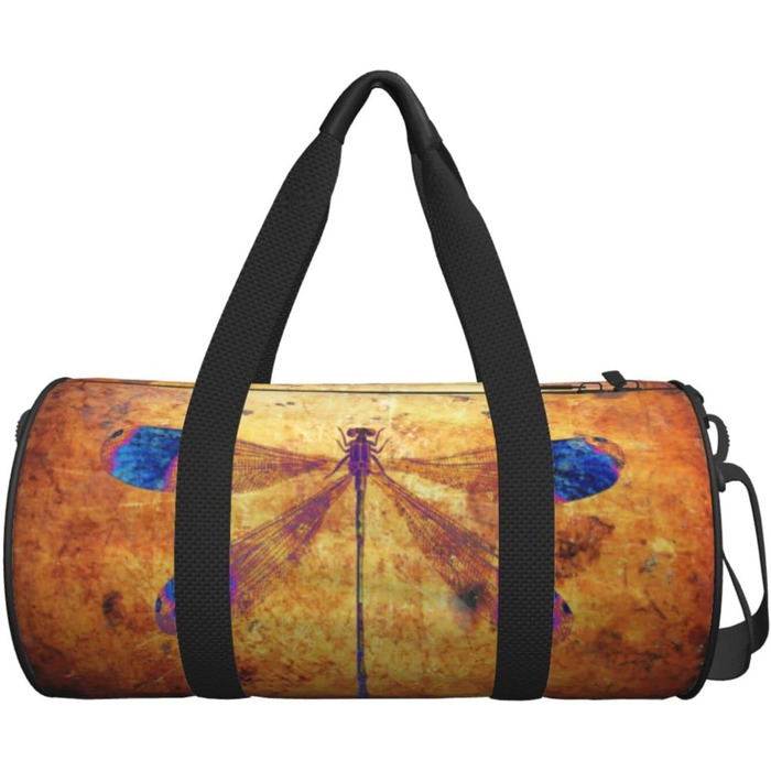 Дорожня сумка-тоут з дизайном стрекози, бурштиновий колір, міцна сумка для йоги та подорожей