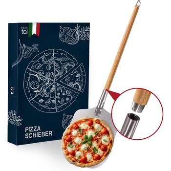 З великою площею та знімною ручкою - 30,5см х 30,5см Шкірка піци алюміній - знімна дерев'яна ручка 85см