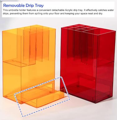 Підставка для парасольки Тримач підставки для парасольки Рамка Креативний акриловий тримач для парасольки, зберігання парасольок для домашнього господарства Внутрішній коридор готелю зі знімним піддоном для крапель, відро для парасольки великої місткості 