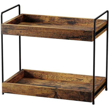 Дерев&39яна окремостояча полиця, кухонна полиця на стільницю з 2 рівнями, полиця для спецій з металевою опорою, полиця для зберігання у ванній кімнаті, тримач для спецій, підставка для спецій, органайзер, туалетний столик