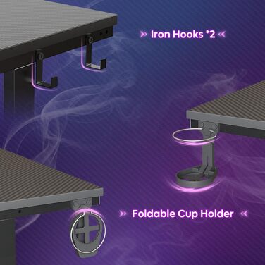 Комп&39ютерний стіл Bestier Small Gaming Desk 106,6 см зі світлодіодною підсвіткою та підставкою для монітора, ігрова робоча станція з підсклянником та гачком для гарнітури для домашнього офісу, спальні, невеликих кімнат, чорний
