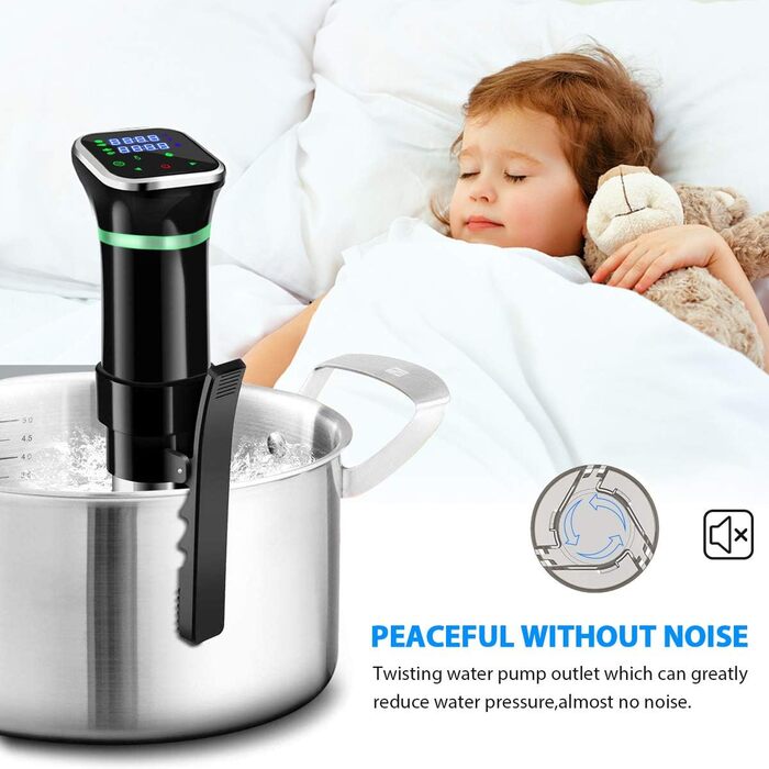 Вт Sous-Vide Cooker Stick Precision Cooker Immersion Ciculator Precision Cook Pot, діапазон температур 25C-95C (0.1C) Цифровий таймер, сенсорний РК-дисплей, ультратихий, нержавіюча сталь, 1100