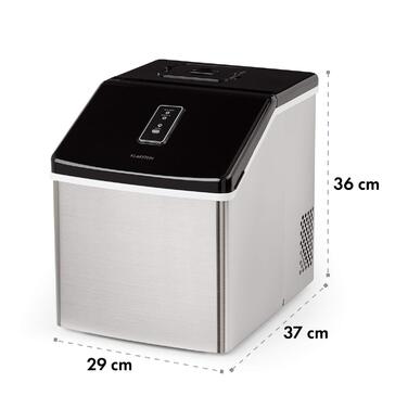 Машина для приготування кубиків льоду Klarstein мала, льодогенератор 2.5 л, для середніх, прозорих кубиків льоду, швидкий міні, з сигналізацією безпеки, 13 кг/24 год Сірий / Чорний