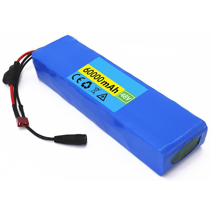 Акумулятор для електровелосипеда Pedelec 48V 60Ah 13S2P для електричного велосипеда, акумуляторна батарея з ПВХ із зарядним пристроєм та BMS для двигуна 200W-1000W 48V 60Ah T