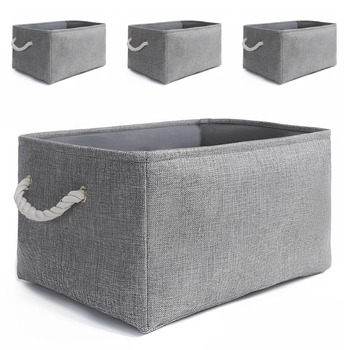 Тканиновий кошик для зберігання Mangata для шафи, різні розміри та кольори, полиці-кошики, коробка для зберігання, 4 шт. (сірий, великий) сірий L-4 шт.