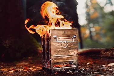 Вугільний гриль з нержавіючої сталі, складаний для кемпінгу та використання на свіжому повітрі портативний гриль, кемпінговий гриль, вуличний гриль кемпінговий гриль дуже стабільний та компактний, 21 см x 14 см x 14 см