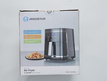 Аерофритюрниця 7L XXL, фритюрниця 1900 Вт, 7 програм, тримайте тепло, 20 рецептів, без олії, для 6-10 осіб, фритюрниця з цифровим світлодіодним сенсорним екраном, чорна